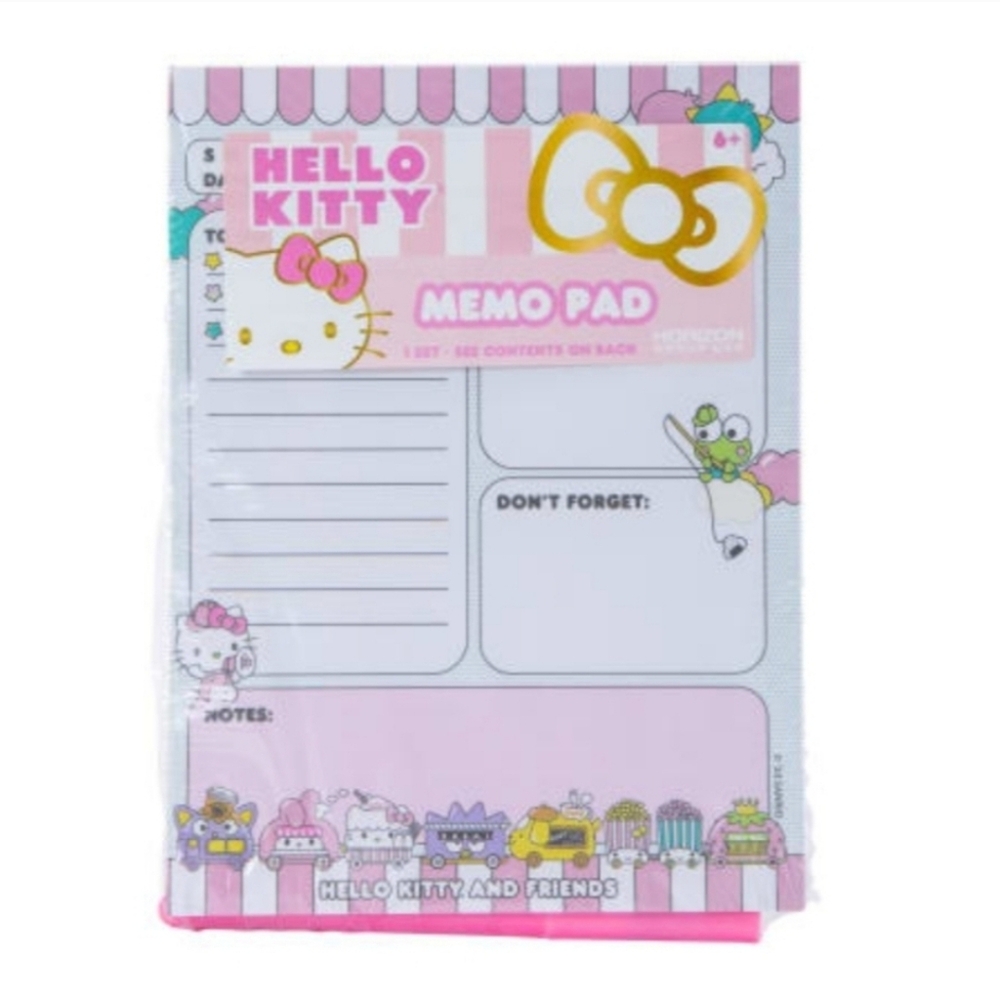 Hello Kitty Memo Pad - Pink, White, and Gold